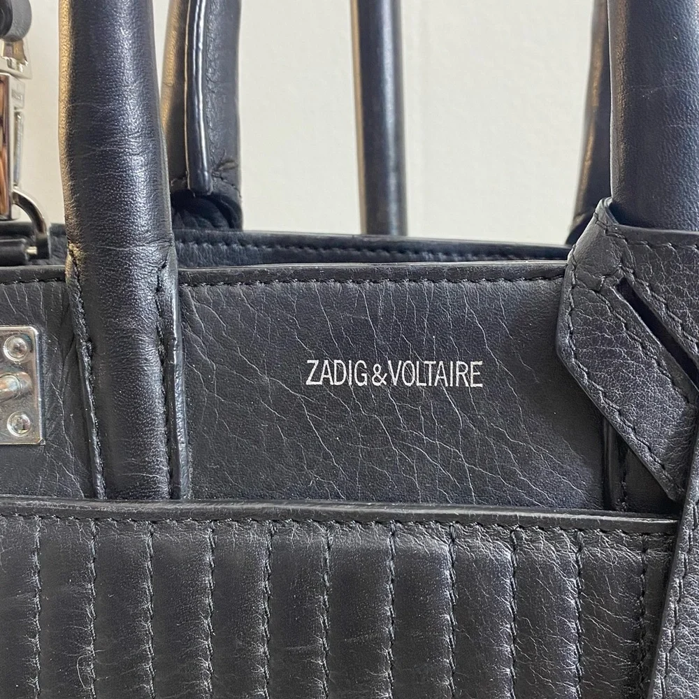 Zadig & Voltaire Small Quilted Black Leather Crossbody Tote - Picture 4 of 8